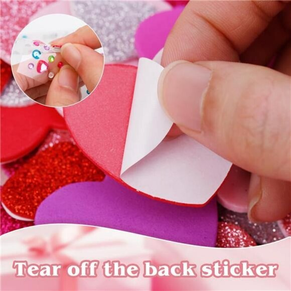 864 Pcs Valentines Stickers Foam Heart Stickers Self Adhesive Glitter Heart Shap - Picture 5 of 8